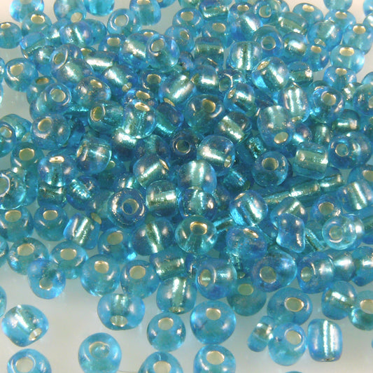 Rocailles Glasperlen blau mit Silbereinzug 3-4mm 280x Perlen Rocaillesperlen-428