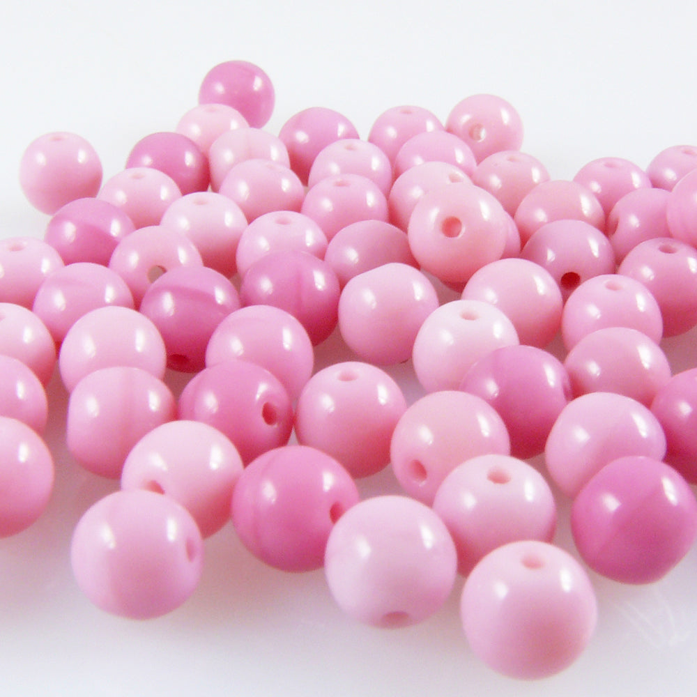 100 St. kleine Glasperlen Kugeln rosa Ø 5mm Bastelperlen Zwischenperlen Beads