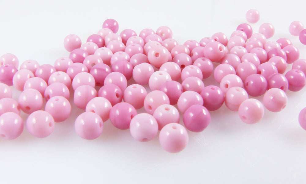 100 St. kleine Glasperlen Kugeln rosa Ø 5mm Bastelperlen Zwischenperlen Beads