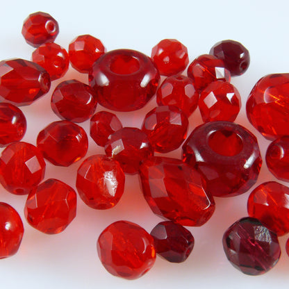 edle Perlen rot 30x Glasschliffperlen Perlenmischung 6-13mm Beads Mix-472