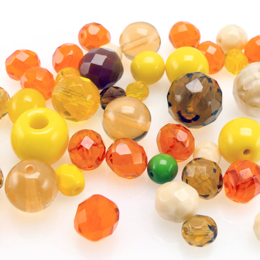 40 St. Perlen Glasschliffperlen Perlenmischung 6-12mm Beads Mix gelb orange topas