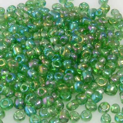300 Rocailles Perlen Glasperlen 3-4mm grün AB Roccailles zum Basteln -493