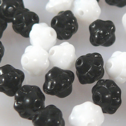 60 Glasperlen Spacer Rondelle schwarz weiß Perlen Mix Spacerperlen 6mm Perlenmix