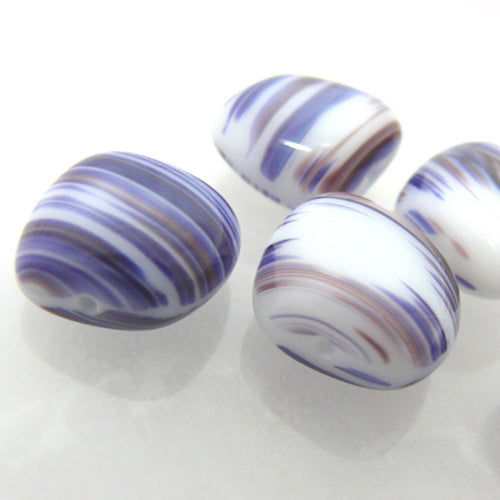 edle Glasperlen Nuggets 12x14mm lila violett blau weiß Perlen Schmuckgestaltung
