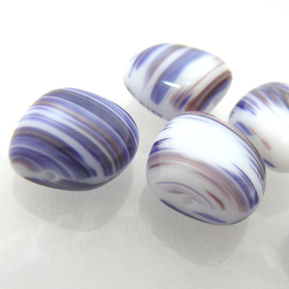 edle Glasperlen Nuggets 12x14mm lila violett blau weiß Perlen Schmuckgestaltung