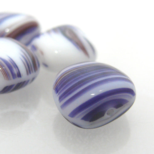 edle Glasperlen Nuggets 12x14mm lila violett blau weiß Perlen Schmuckgestaltung