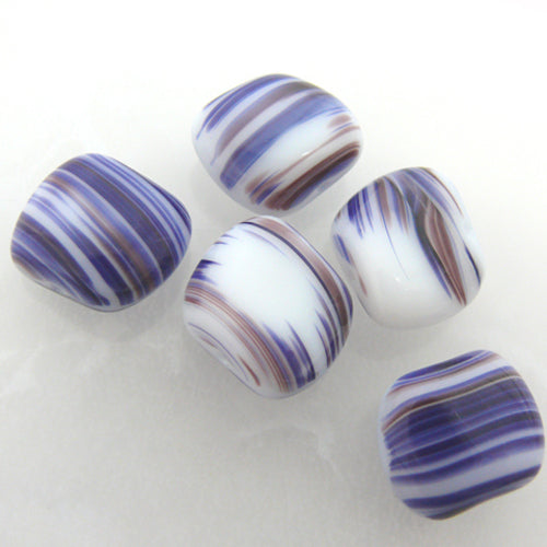 edle Glasperlen Nuggets 12x14mm lila violett blau weiß Perlen Schmuckgestaltung