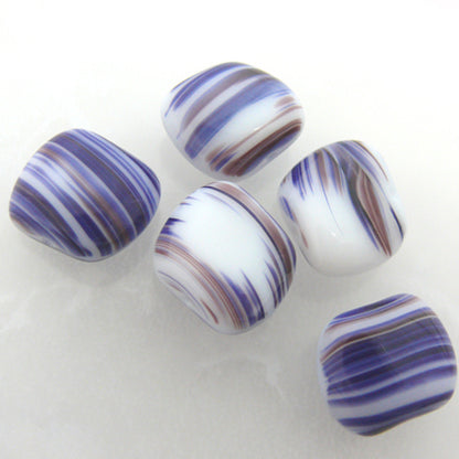 edle Glasperlen Nuggets 12x14mm lila violett blau weiß Perlen Schmuckgestaltung
