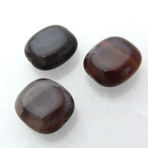 3 Glasperlen 17mm Kissen Perlen braun zum Basteln Bastelsteine Bastelartikel-519