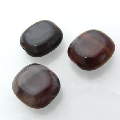 3 Glasperlen 17mm Kissen Perlen braun zum Basteln Bastelsteine Bastelartikel-519