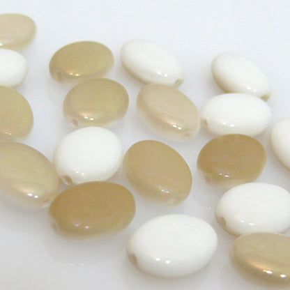 20 weiß-beige ovale Perlen Oliven Glasperlen 12mm -547