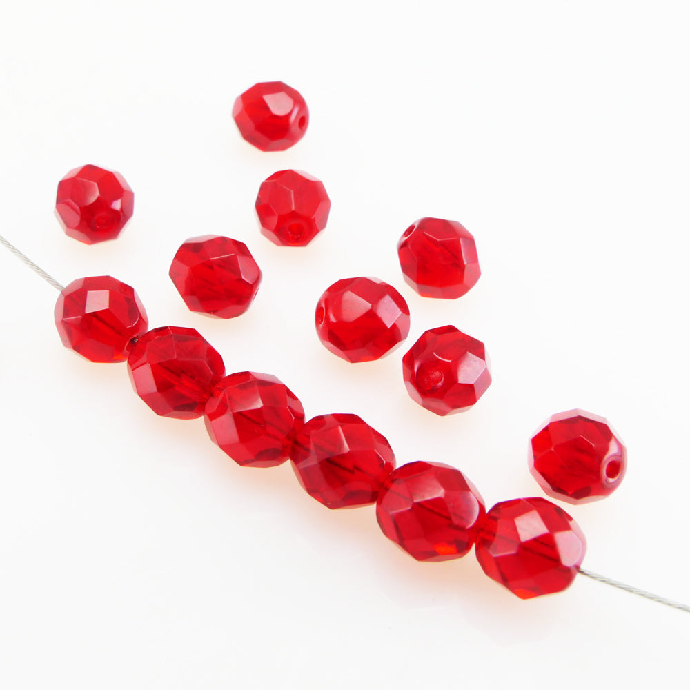 15x Glasschliffperlen 8mm Facettenperlen rot Kugel Beads zum Basteln -561