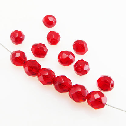15x Glasschliffperlen 8mm Facettenperlen rot Kugel Beads zum Basteln -561
