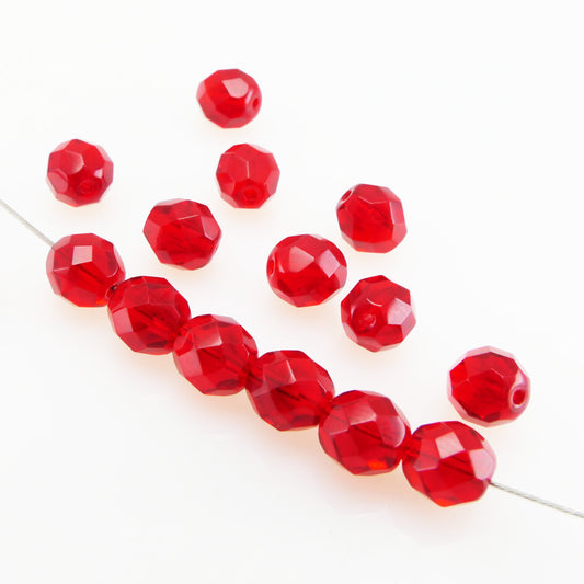 15x Glasschliffperlen 8mm Facettenperlen rot Kugel Beads zum Basteln -561