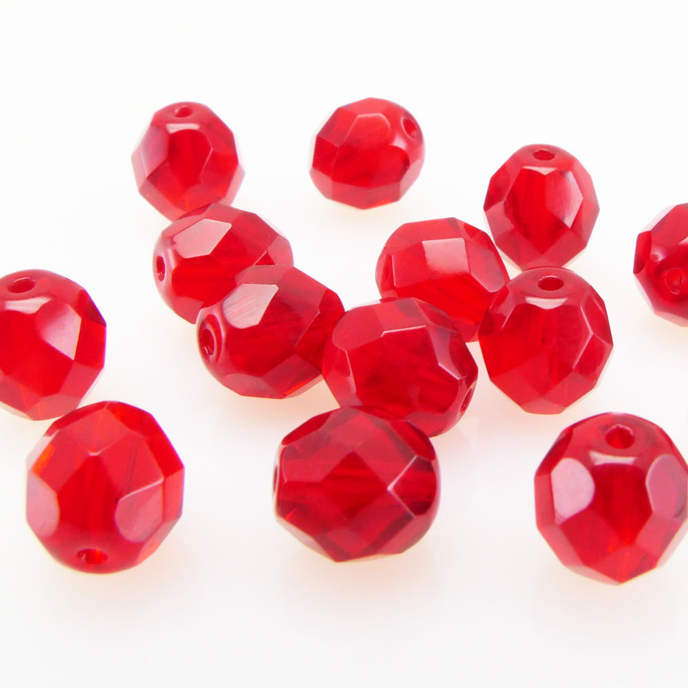 15x Glasschliffperlen 8mm Facettenperlen rot Kugel Beads zum Basteln -561