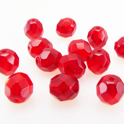 15x Glasschliffperlen 8mm Facettenperlen rot Kugel Beads zum Basteln -561