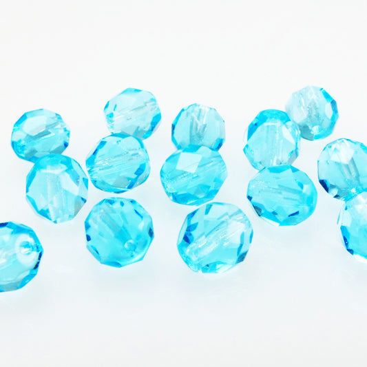 15x Glasschliffperlen 7mm Facettenperlen azurblau böhmische Perlen zum Basteln
