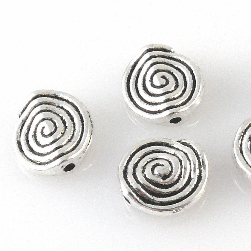 5 Metallperlen Schnecken 12mm silber Metallschnecken Bastelperlen Metall Perlen