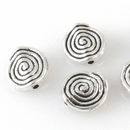 5 Metallperlen Schnecken 12mm silber Metallschnecken Bastelperlen Metall Perlen