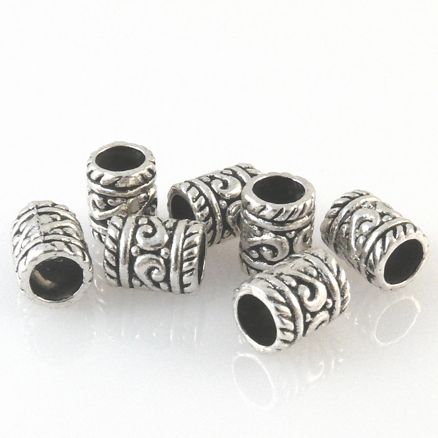 7 Metallperlen Perlen 9mm Spacer Großlochperlen altsilber Metall Bastelperlen