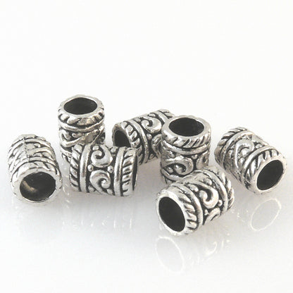7 Metallperlen Perlen 9mm Spacer Großlochperlen altsilber Metall Bastelperlen