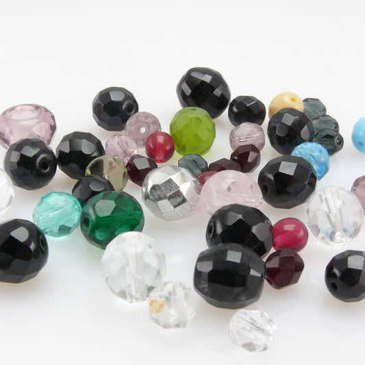 Perlenmix 40 St. bunte Glasschliffperlen Perlen 6-12mm Fire polished Glas Beads