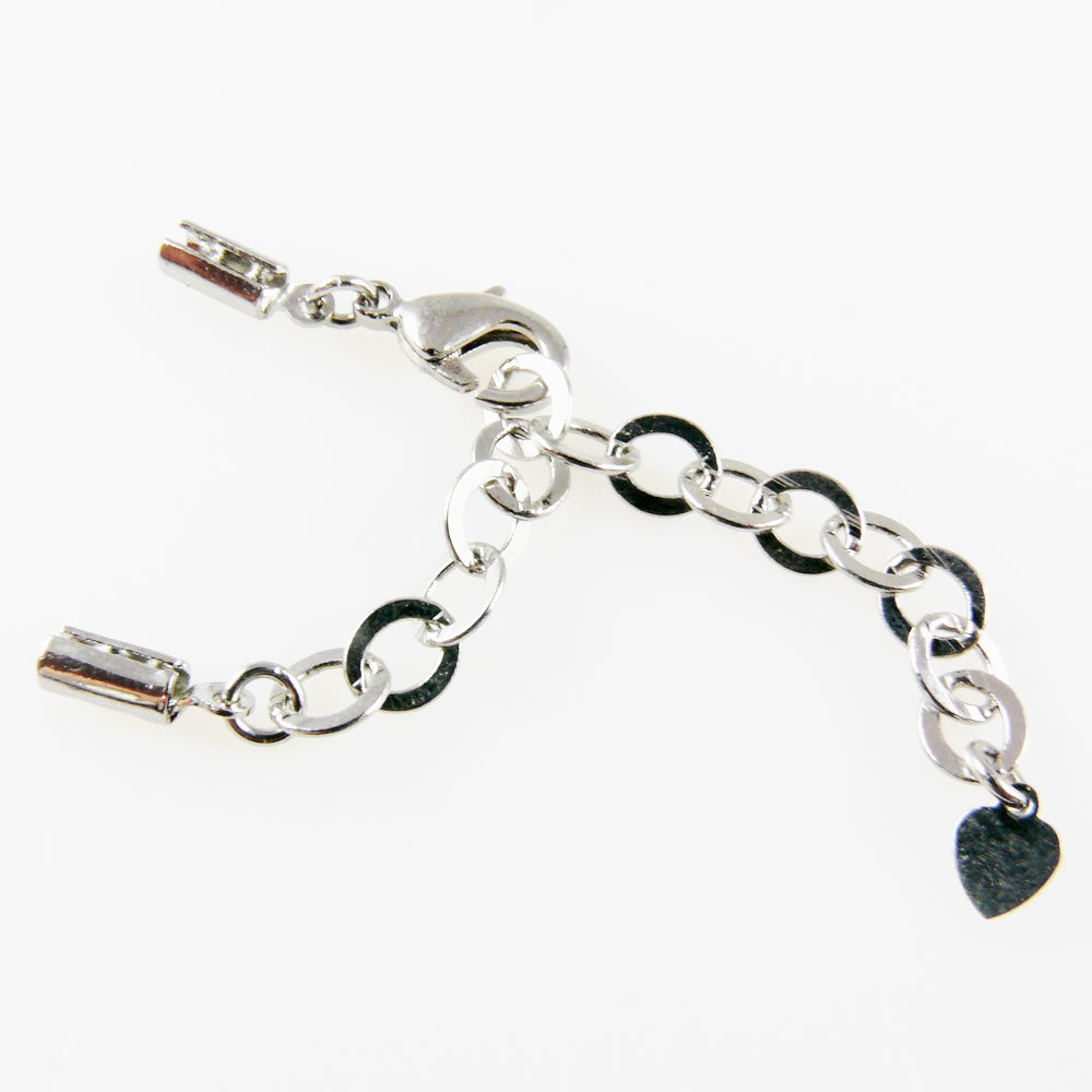 Set Karabiner 12mm Verlängerungskette Klemmkappen silbern Verschlüsse -655