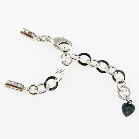 Set Karabiner 12mm Verlängerungskette Klemmkappen silbern Verschlüsse -655