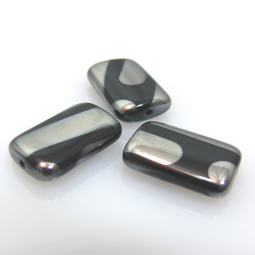 hochwertige Perlen Rechteck 19mm schwarz silber Glasperlen zum Schmuck Basteln