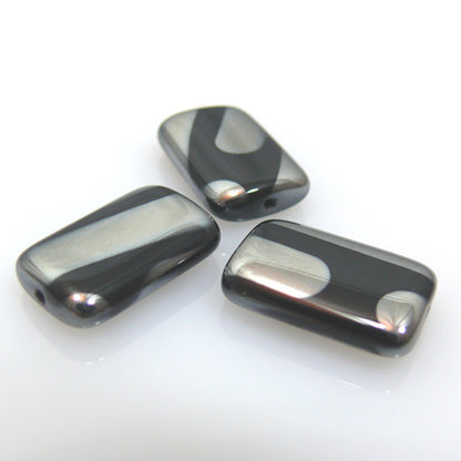 hochwertige Perlen Rechteck 19mm schwarz silber Glasperlen zum Schmuck Basteln