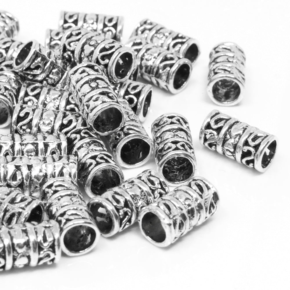 50x Metallperlen 12x6mm Spacer Großlochperlen altsilber Metallspacer Perlen mit großem Loch