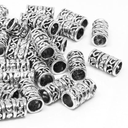 50x Metallperlen 12x6mm Spacer Großlochperlen altsilber Metallspacer Perlen mit großem Loch
