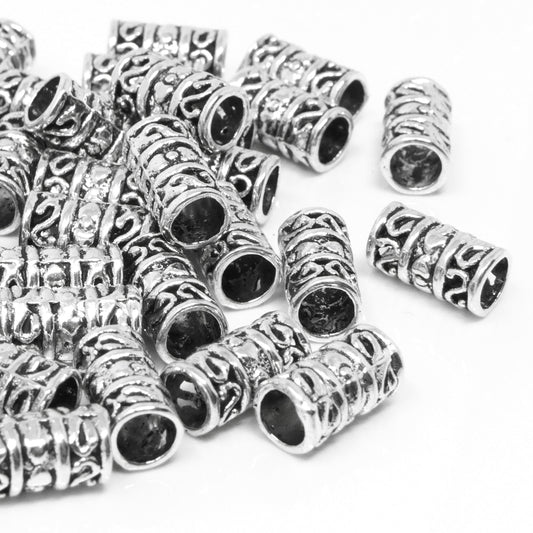 50x Metallperlen 12x6mm Spacer Großlochperlen altsilber Metallspacer Perlen mit großem Loch