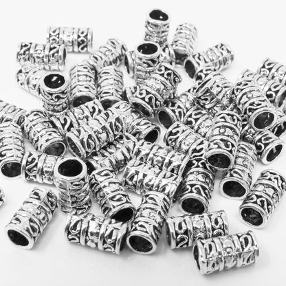 50x Metallperlen 12x6mm Spacer Großlochperlen altsilber Metallspacer Perlen mit großem Loch