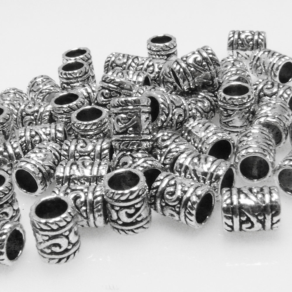 Großpackung 50x Metallperlen 9x7mm Spacer Großlochperlen altsilber Metallspacer Perlen -7005