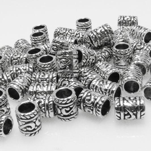 Großpackung 50x Metallperlen 9x7mm Spacer Großlochperlen altsilber Metallspacer Perlen -7005
