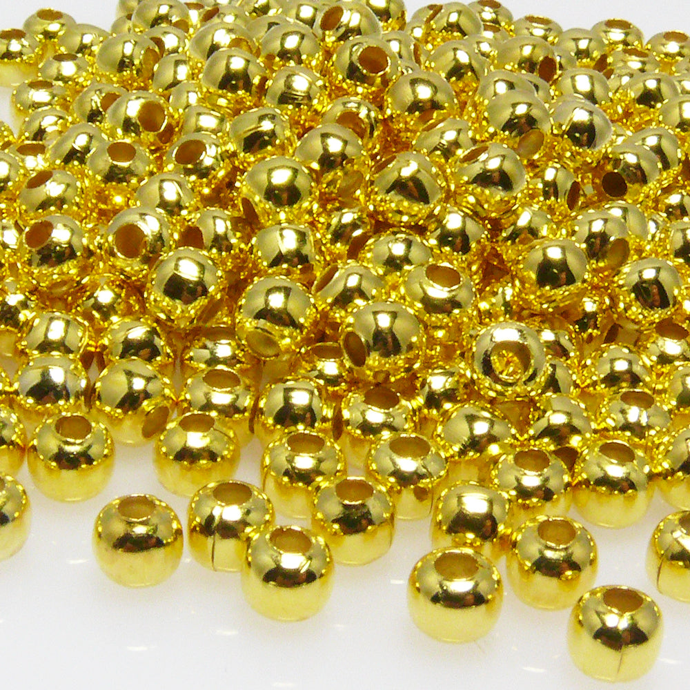 300x Metallperlen Kugeln 5mm rund goldfarben Metall Perlen Bastelperlen-7008