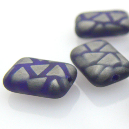7 edle Perlen Glasperlen Rechteck grau-blau 12x8mm Künstlerperlen zum Basteln