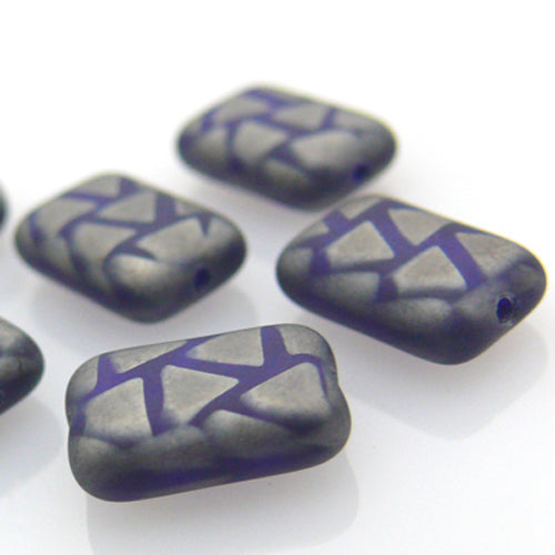 7 edle Perlen Glasperlen Rechteck grau-blau 12x8mm Künstlerperlen zum Basteln