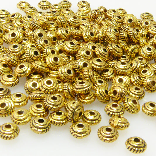 Großpackung 250x Metallperlen 3x5mm Linsen goldfarben Metall Spacer gold -7012
