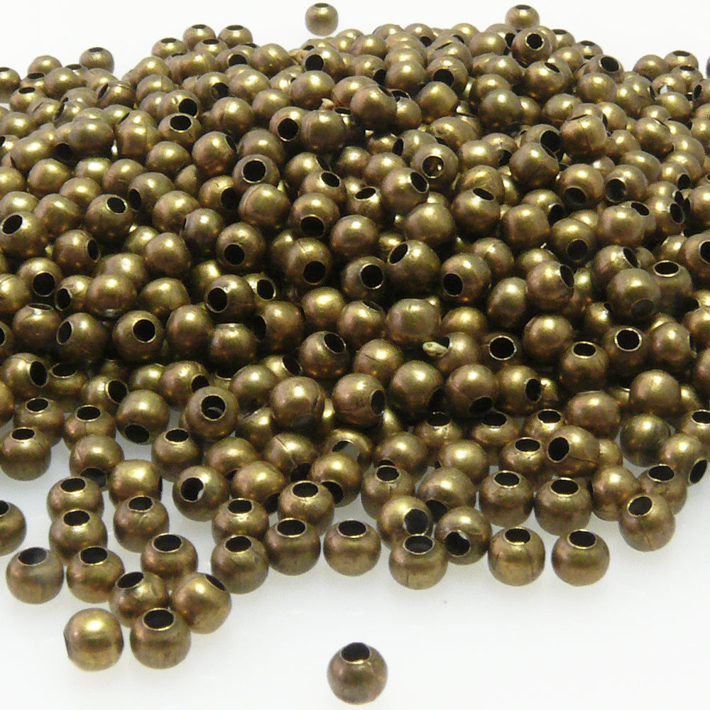 1000x Metallperlen Kugeln 3mm rund bronzefarben Metall Perlen Bastelperlen -7014
