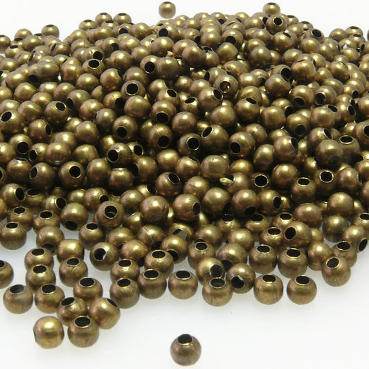 1000x Metallperlen Kugeln 3mm rund bronzefarben Metall Perlen Bastelperlen -7014