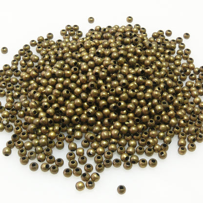 1000x Metallperlen Kugeln 3mm rund bronzefarben Metall Perlen Bastelperlen -7014
