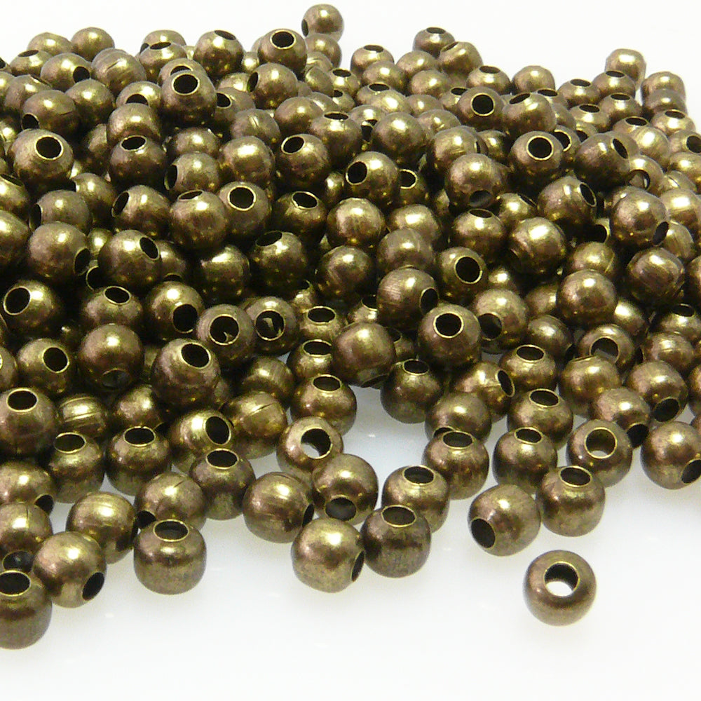 500x Metallperlen Kugeln 4mm rund bronzefarben Metall Perlen Bastelperlen  -7015