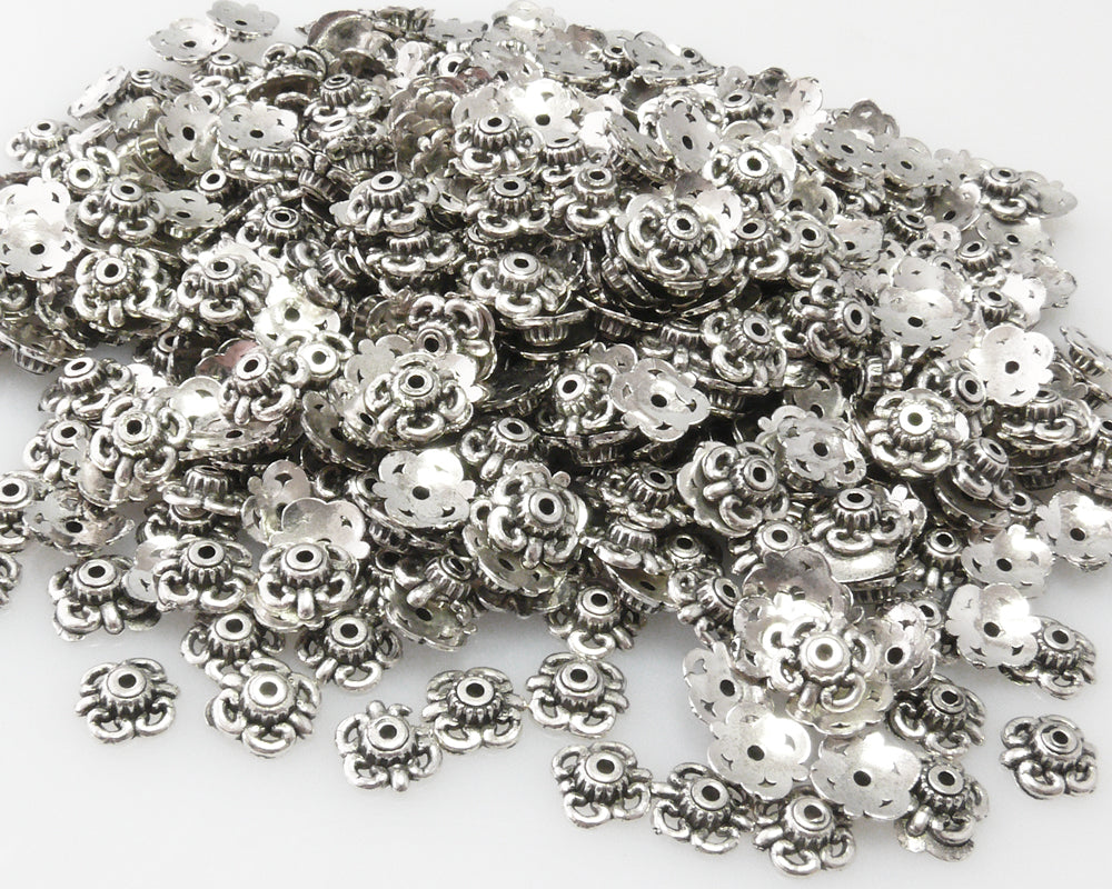 Perlkappen 9mm Silber 500x Kappen Acryl Perlenkappen Endkappen