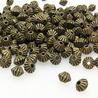 200x Metallperlen Rhomben 4mm bronzefarben Metall Perlen Bicone zum Basteln -7031