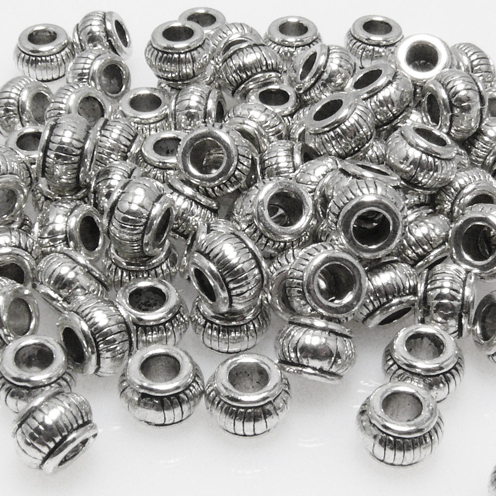 Metallperlen 5x7mm Spacer Großlochperlen 100 St. altsilber Metall Perlen -7041