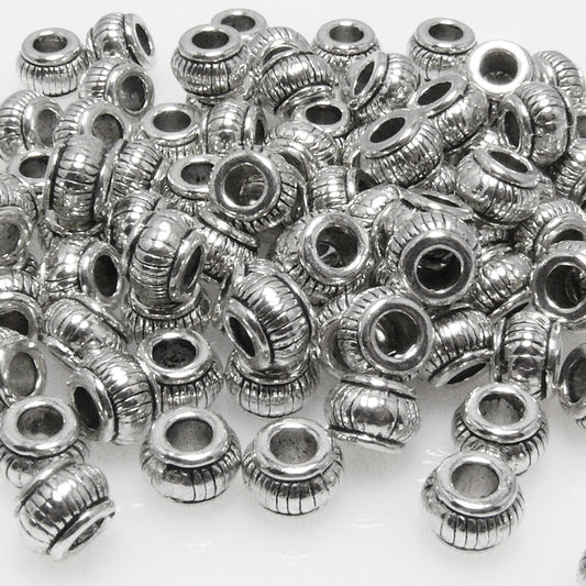 Metallperlen 5x7mm Spacer Großlochperlen 100 St. altsilber Metall Perlen -7041