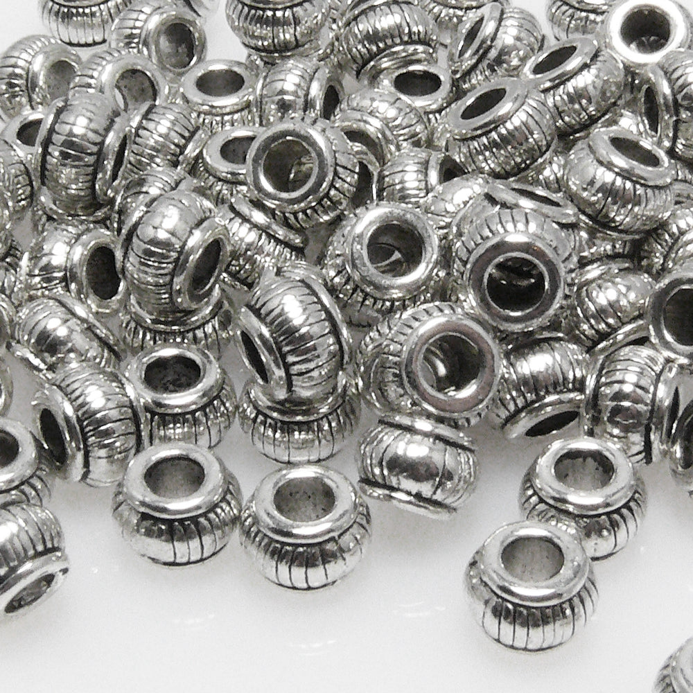 Metallperlen 5x7mm Spacer Großlochperlen 100 St. altsilber Metall Perlen -7041