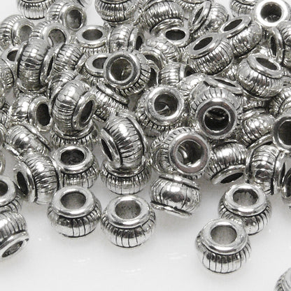 Metallperlen 5x7mm Spacer Großlochperlen 100 St. altsilber Metall Perlen -7041